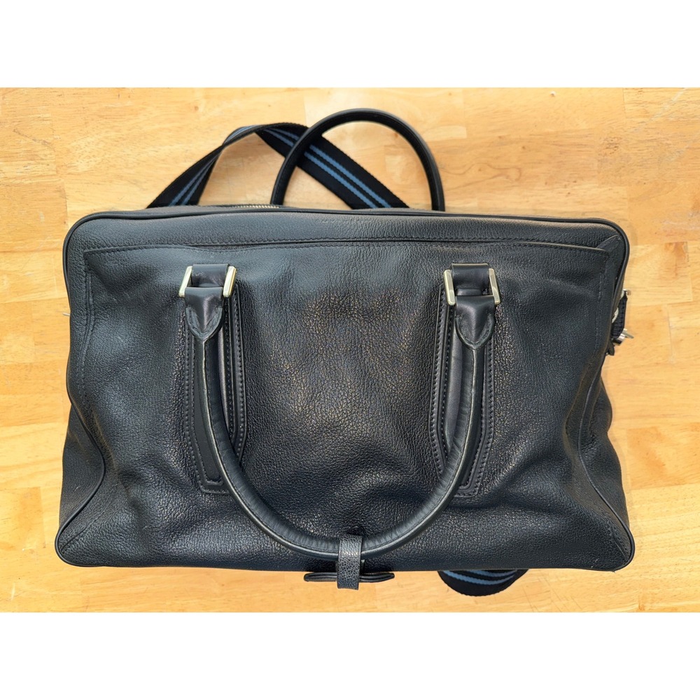 SMYTHSON Panama Leather‎ Double Zip Travel Bag Black
